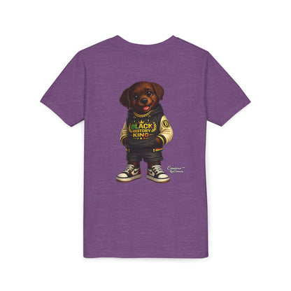 Youth Tee — 'Black History King' Puppy Graphic Shirt
