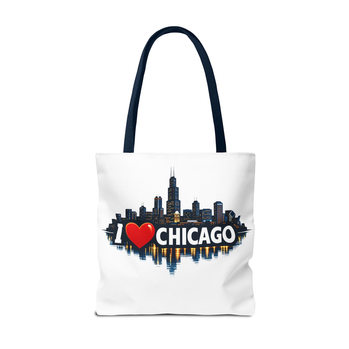 I  Chicago Skyline Tote Bag — Cityscape Reversible All-Over Print Tote