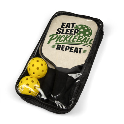 Pickleball Paddle Set — "Eat Sleep Pickleball Repeat" Paddle & Balls Kit