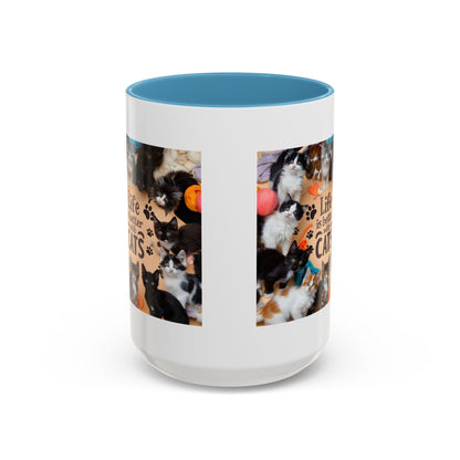 Cat Lover Accent Coffee Mug — “Life Is Better With Cats” 11/15oz