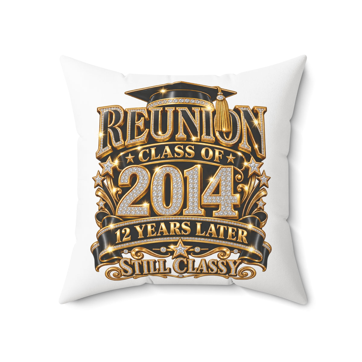 2014 Class Reunion Pillow — "Still Classy" 12 Year Reunion Decorative Throw Pillow
