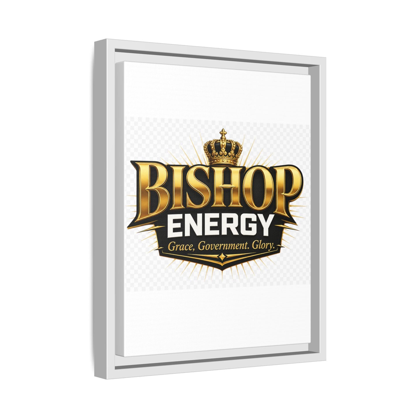 Framed Canvas Art - "Bishop Energy" Gold Crown Logo (Matte)