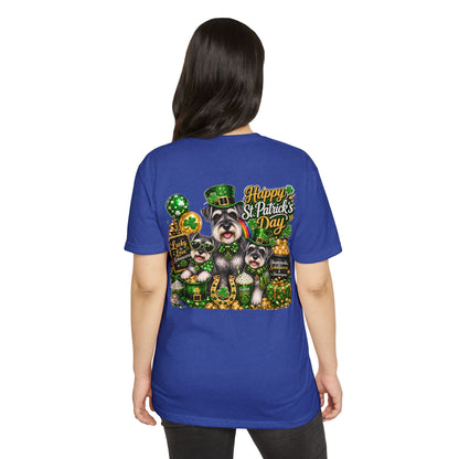 St. Patrick's Day Schnauzer T-Shirt — "Happy St. Patrick's Day" Lucky Dogs Tee
