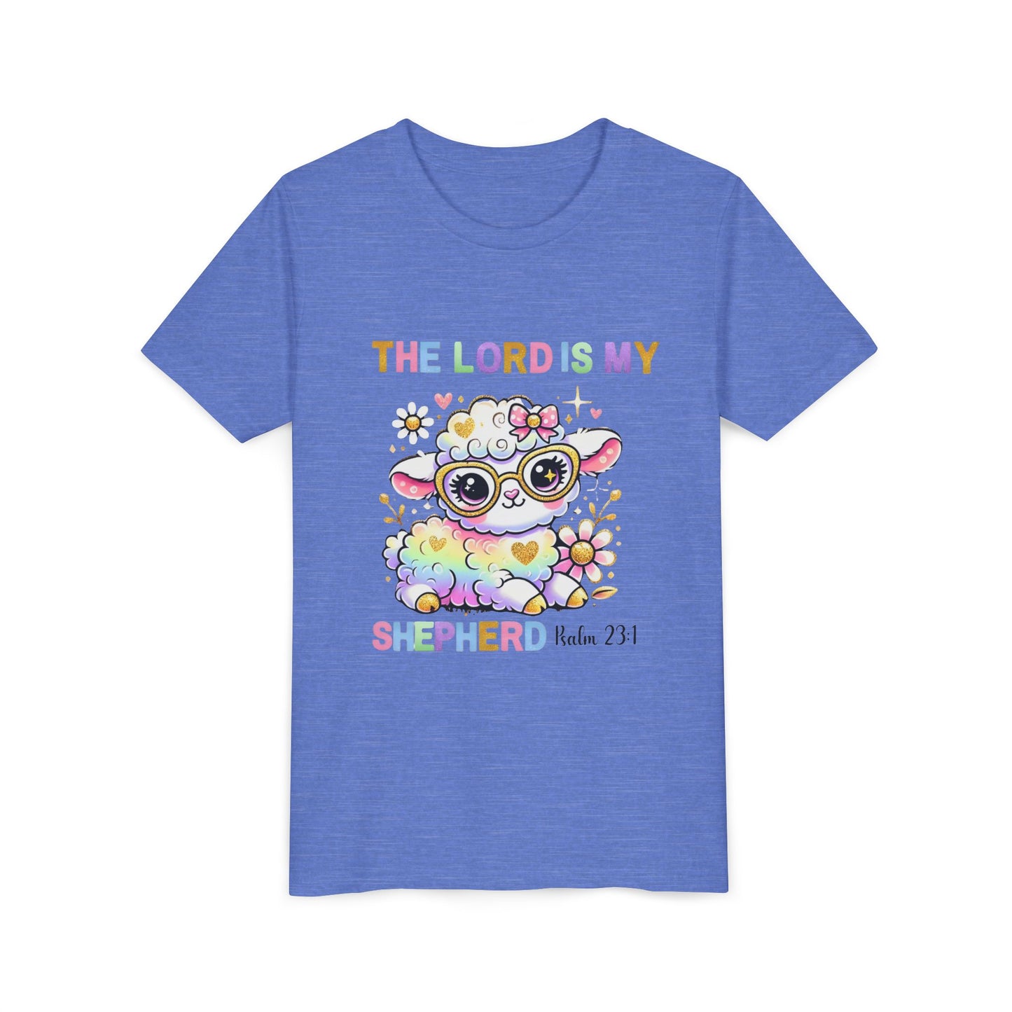 Youth Tee — 'The Lord Is My Shepherd' Rainbow Lamb Christian Kids T‑Shirt