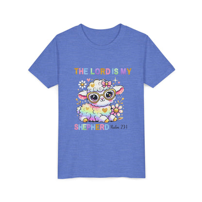 Youth Tee — 'The Lord Is My Shepherd' Rainbow Lamb Christian Kids T‑Shirt