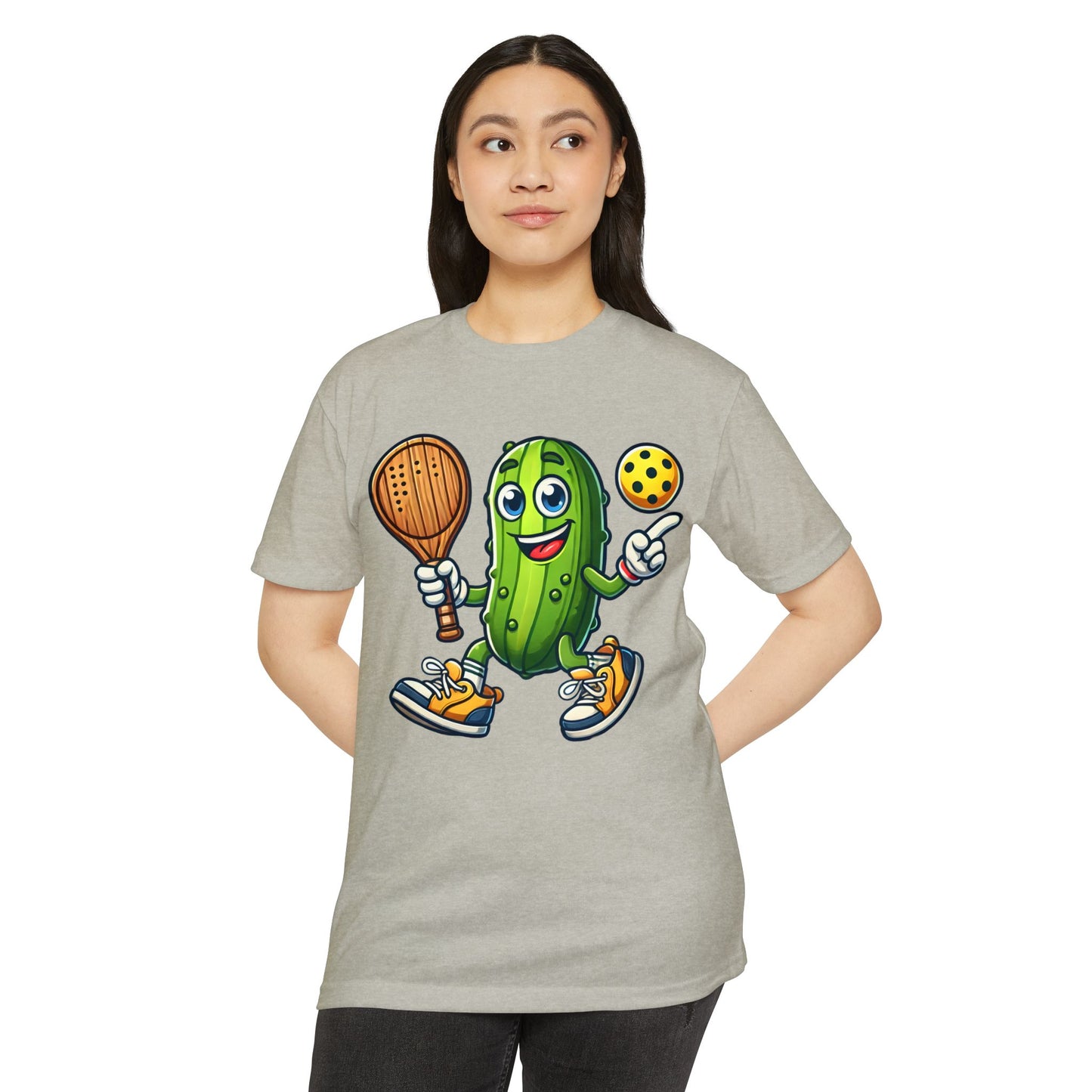 Pickle Pickleball T-Shirt – Cute Pickle Playing Pickleball Graphic Tee