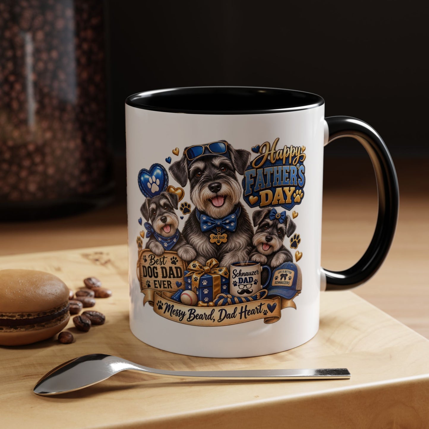 Father's Day Dog Dad Coffee Mug — "Happy Father's Day" Accent Mug (11/15oz)