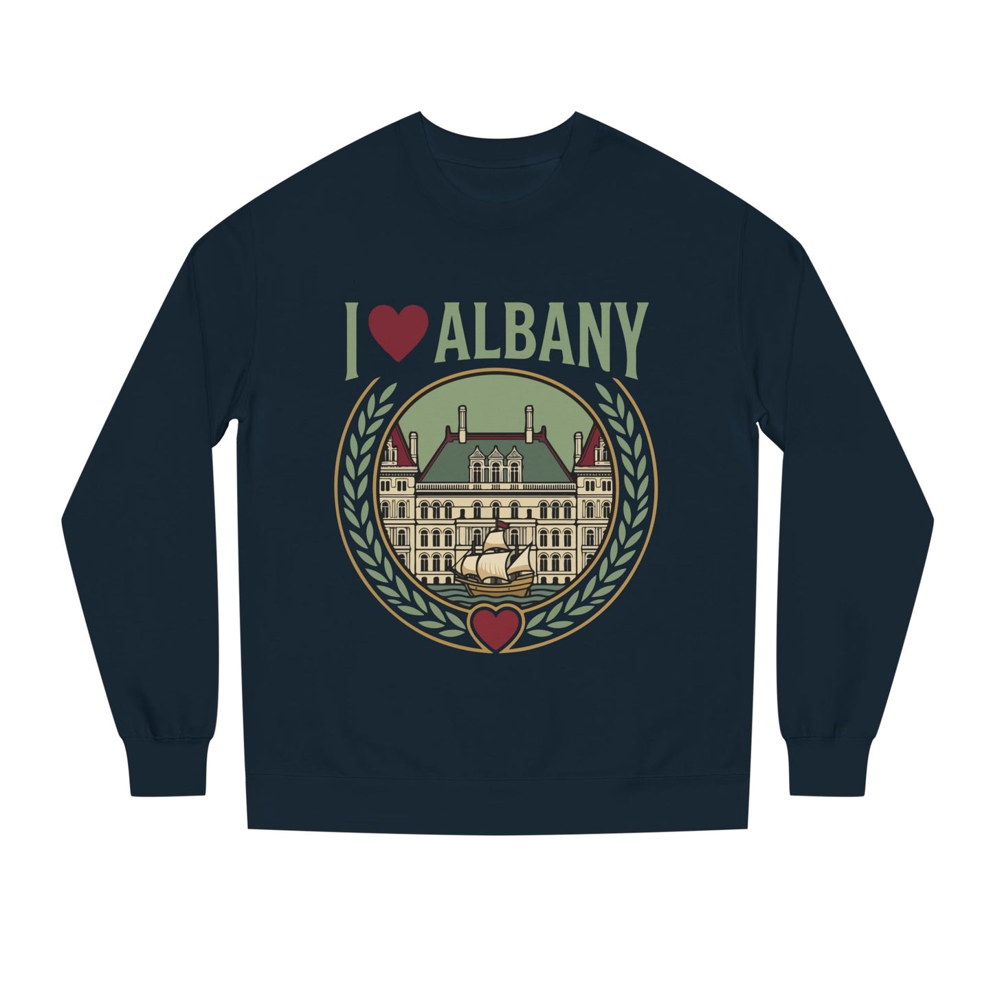Albany Heart Crewneck Sweatshirt — I  Albany City Landmark Design