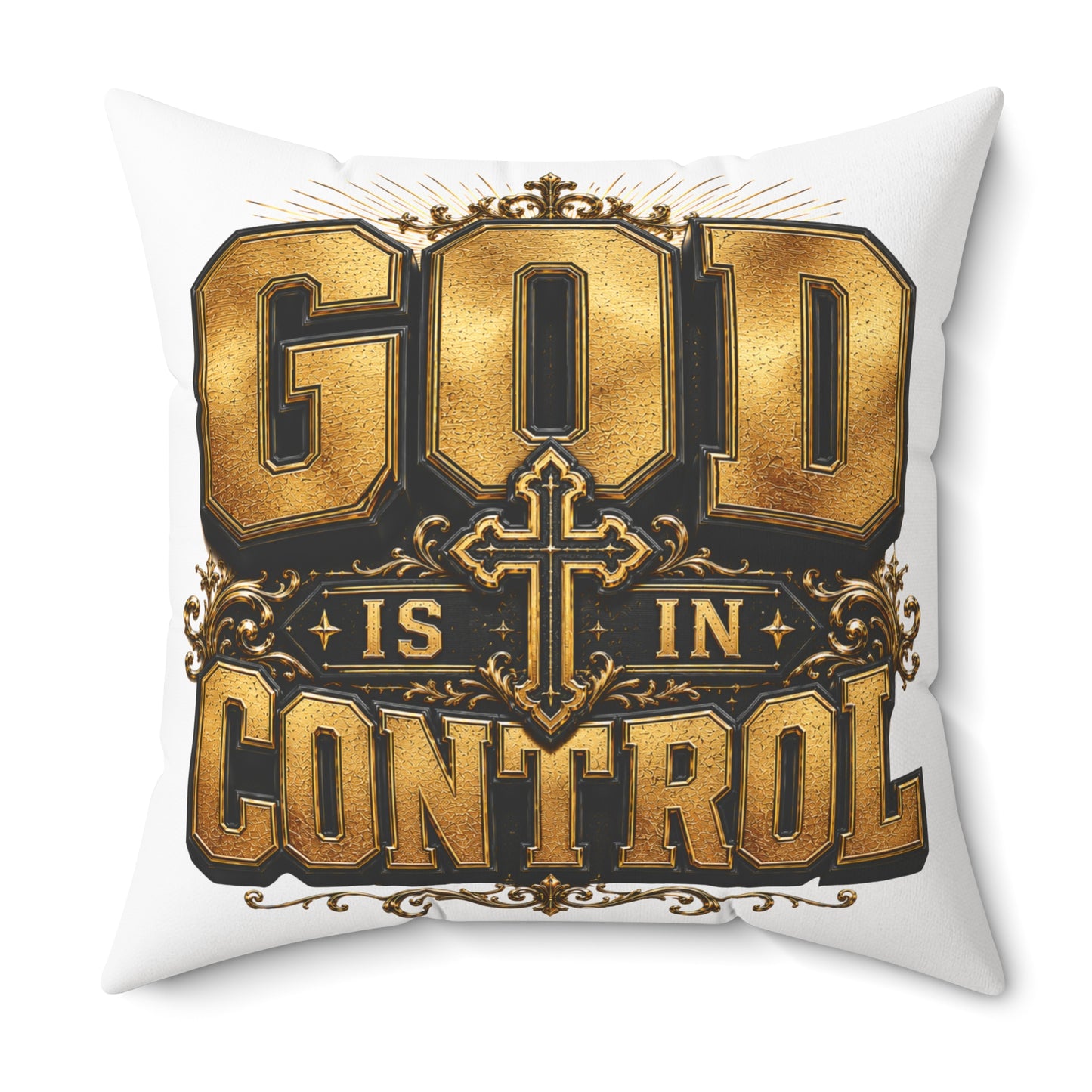 God Is In Control Decorative Pillow — Faith Christian Square Throw Pillow