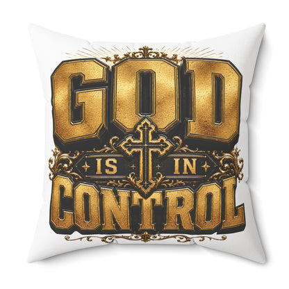 God Is In Control Decorative Pillow — Faith Christian Square Throw Pillow