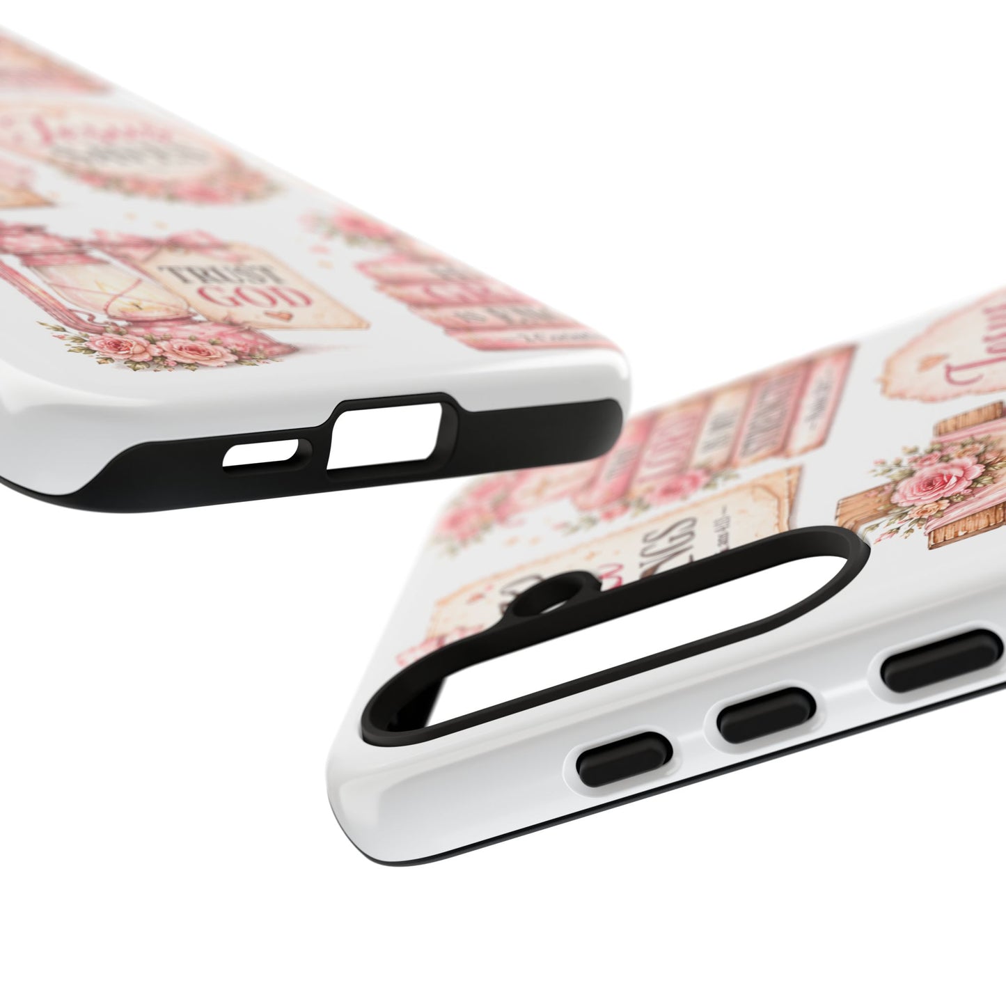 Christian Phone Case — Jesus Saves Floral Tough Case with 'God Is Within Her' & 'Trust God' Design