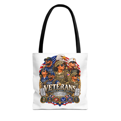 Veterans Tribute Tote Bag – Patriotic Military Service Emblem