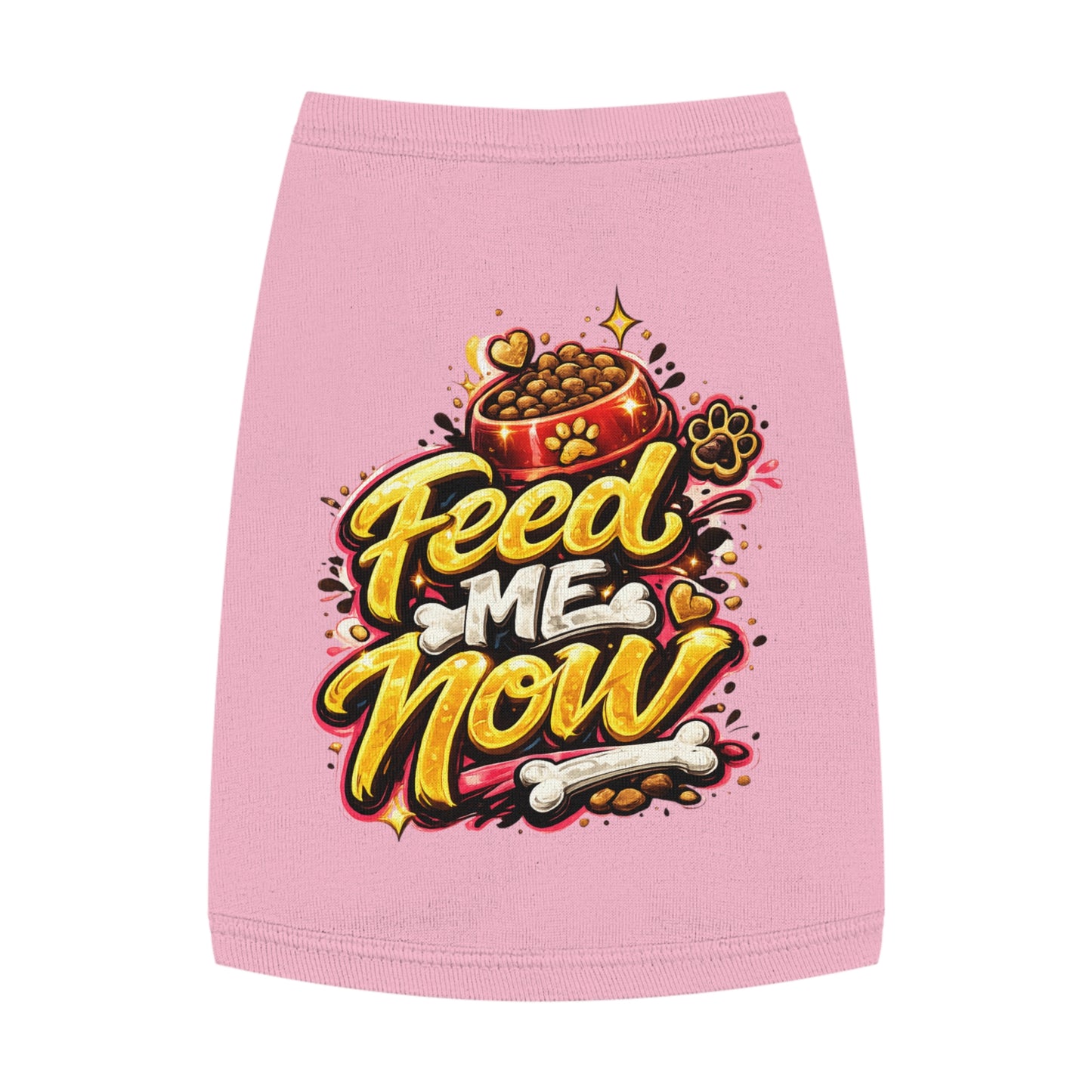 Dog Tank Top - "Feed Me Now" Funny Pet Feeding Shirt