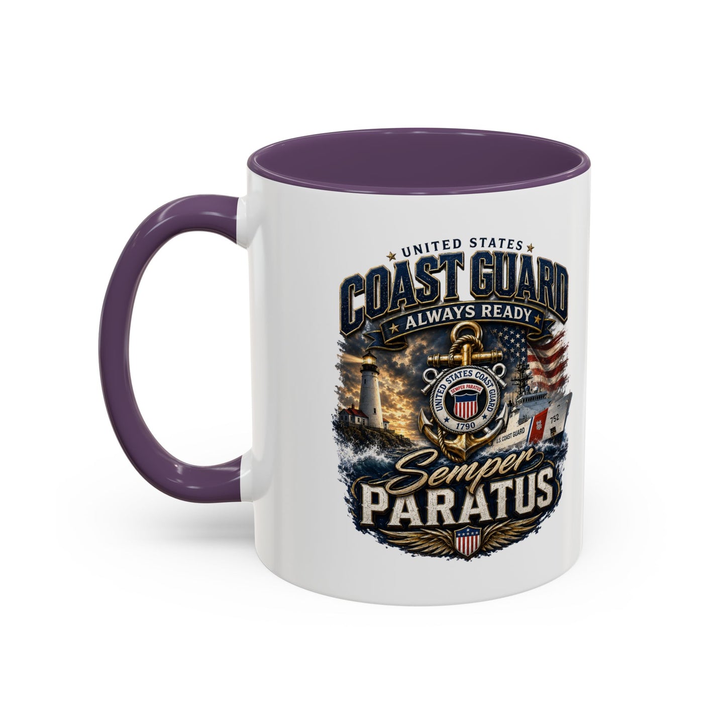 Coast Guard Semper Paratus Accent Coffee Mug – Patriotic Military Gift (11/15oz)