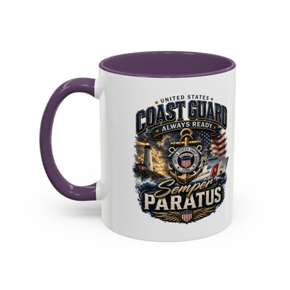 Coast Guard Semper Paratus Accent Coffee Mug – Patriotic Military Gift (11/15oz)