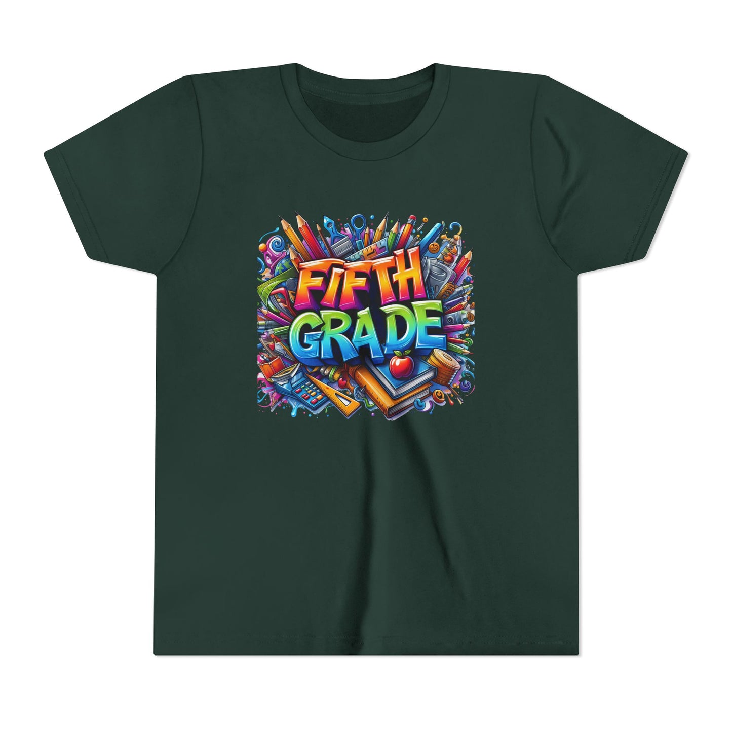 Fifth Grade Kid's Tee - Colorful School Supplies Back to School T-Shirt
