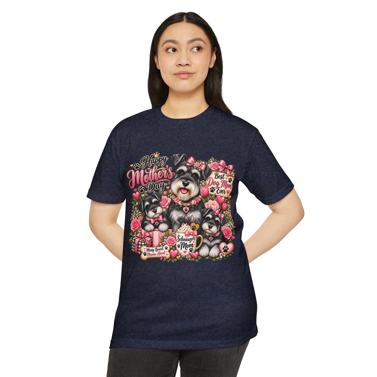 Mother's Day Schnauzer T-Shirt — "Happy Mother's Day" Dog Mom Tee