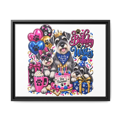 Birthday Wishes Schnauzer Canvas Print — Framed Matte Pet Artwork