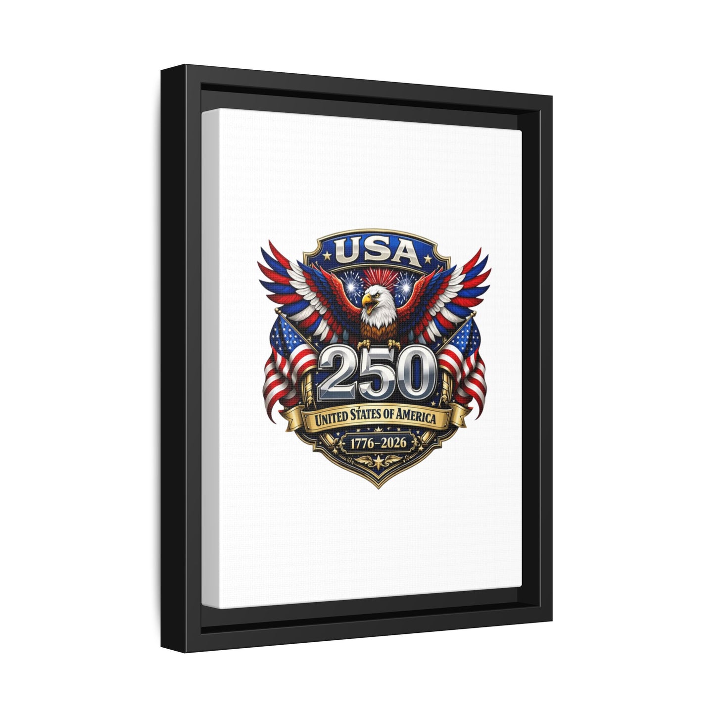 USA 250 Anniversary Framed Canvas — Patriotic Eagle 1776–2026 Wall Art