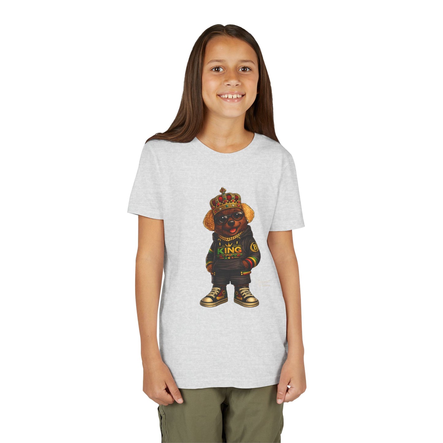 Youth Tee — 'Lil King' Crowned Bear Graphic Shirt