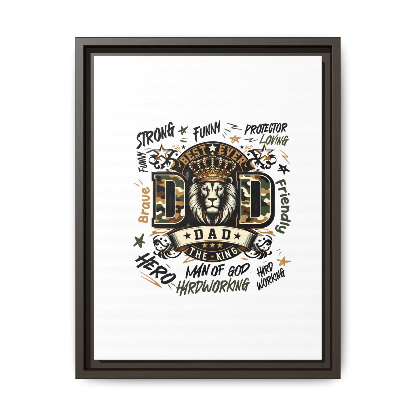 Framed Matte Canvas 'Best Ever DAD' Wall Art – Lion King Design, Father’s Day Gift