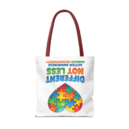 Autism Awareness Tote — "Different Not Less" Puzzle Heart