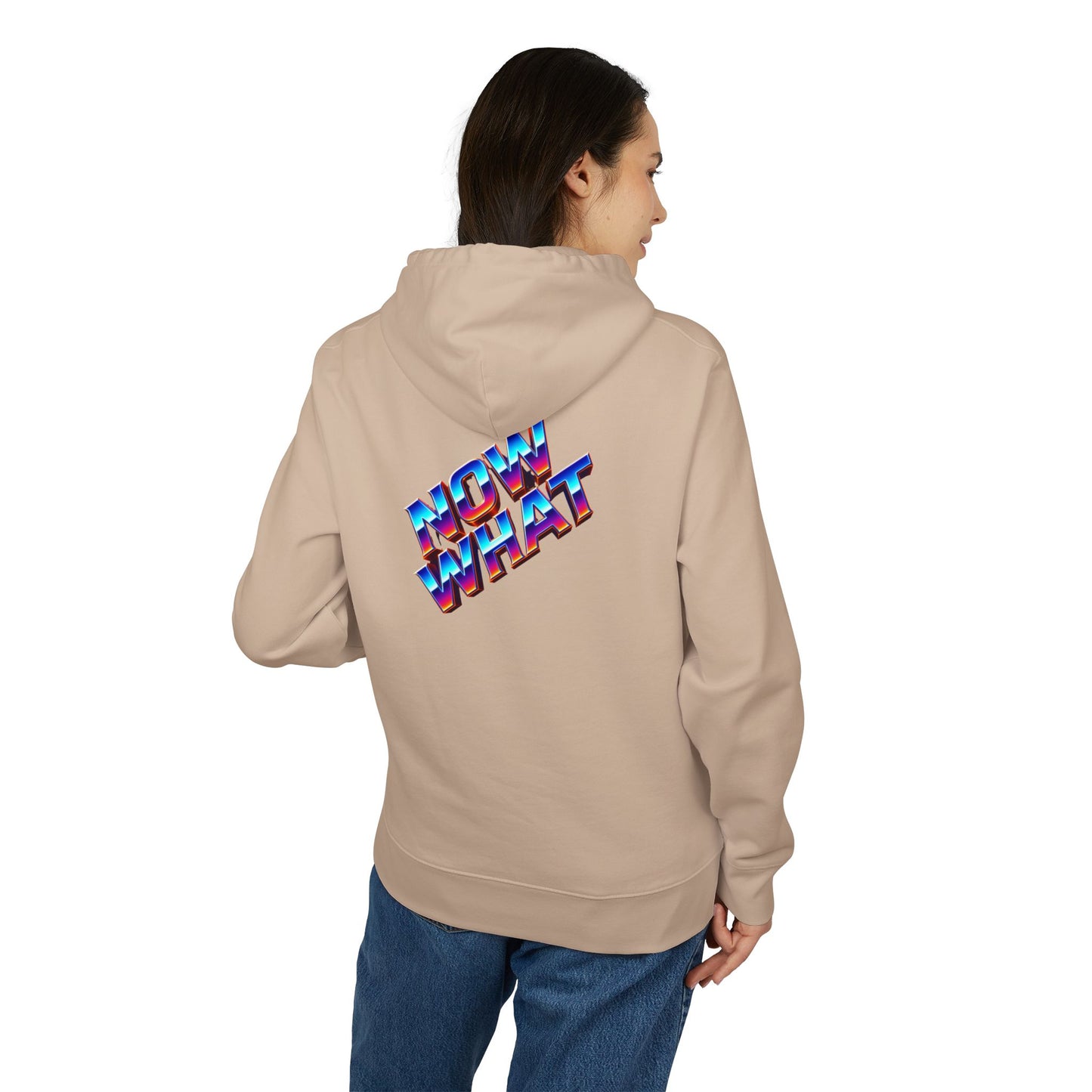 Now What Hoodie — Retro 3D Text Graphic Pullover