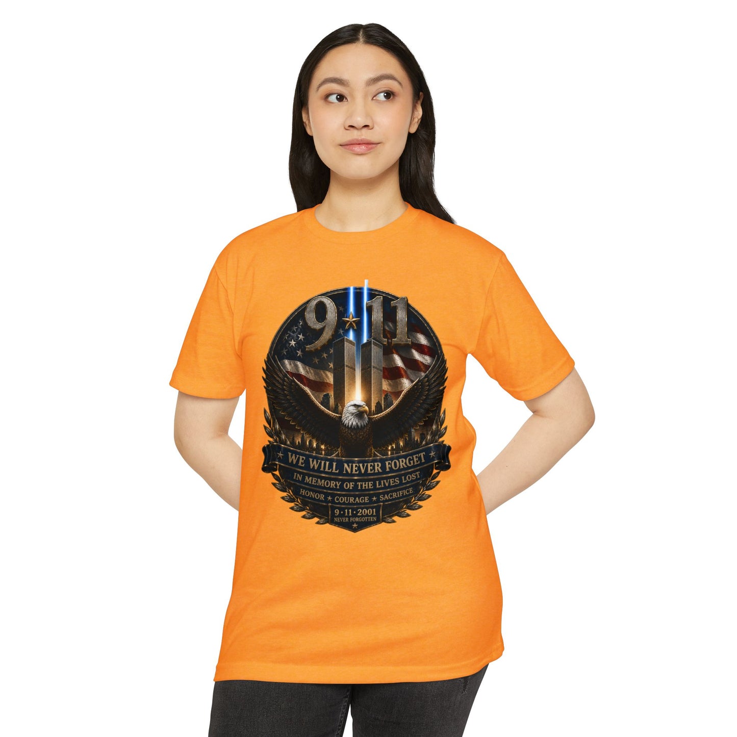 9/11 Memorial Eagle T-Shirt — We Will Never Forget Patriotic Tribute Tee