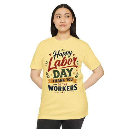 Labor Day T-Shirt — "Happy Labor Day Thank You to the Workers" Patriotic Holiday Tee