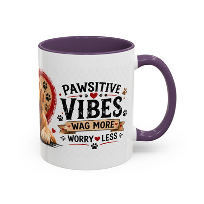 Pawsitive Vibes Coffee Mug - "Wag More, Worry Less" Dog Lover Accent Mug