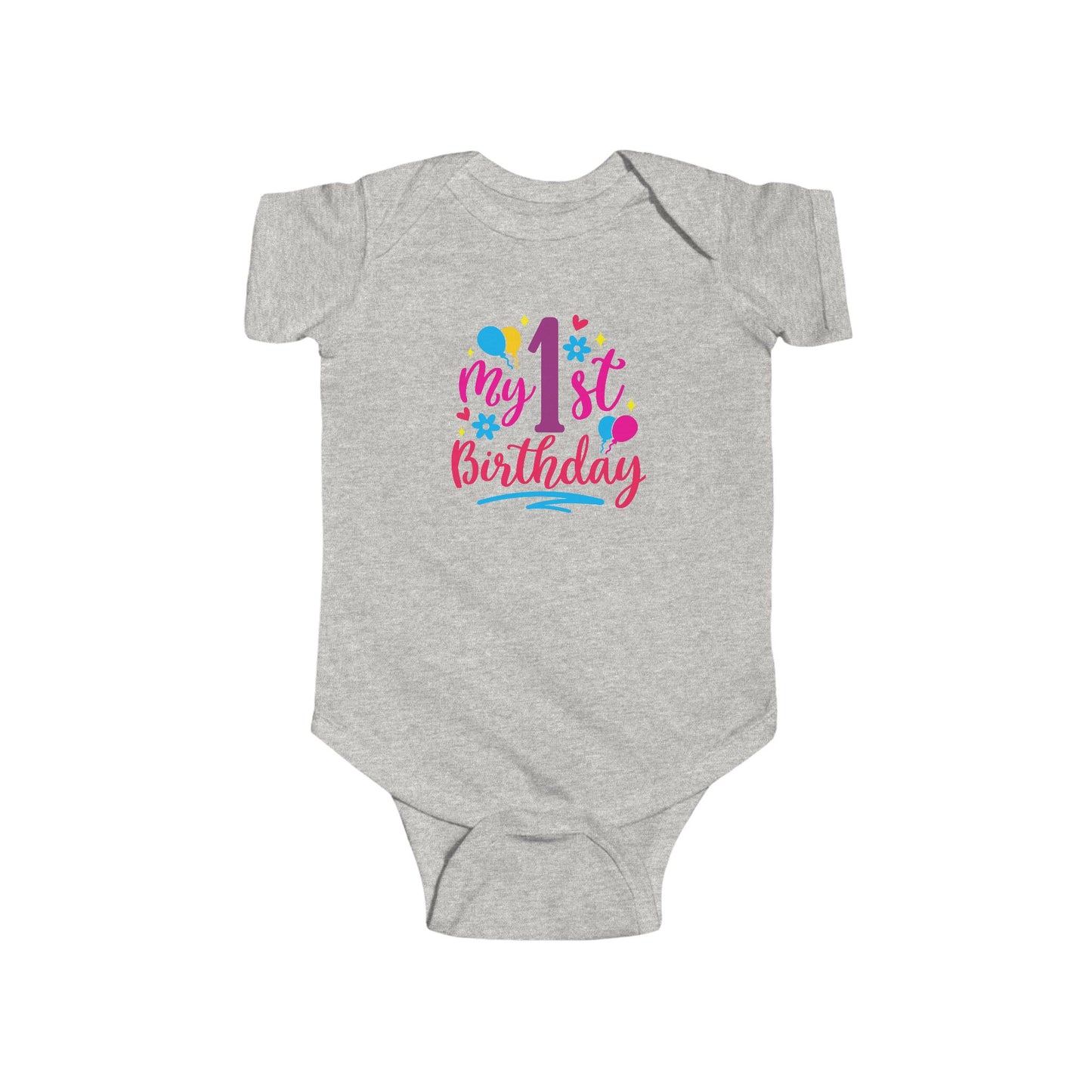 Baby Bodysuit — "My 1st Birthday" Colorful First Birthday Infant Onesie