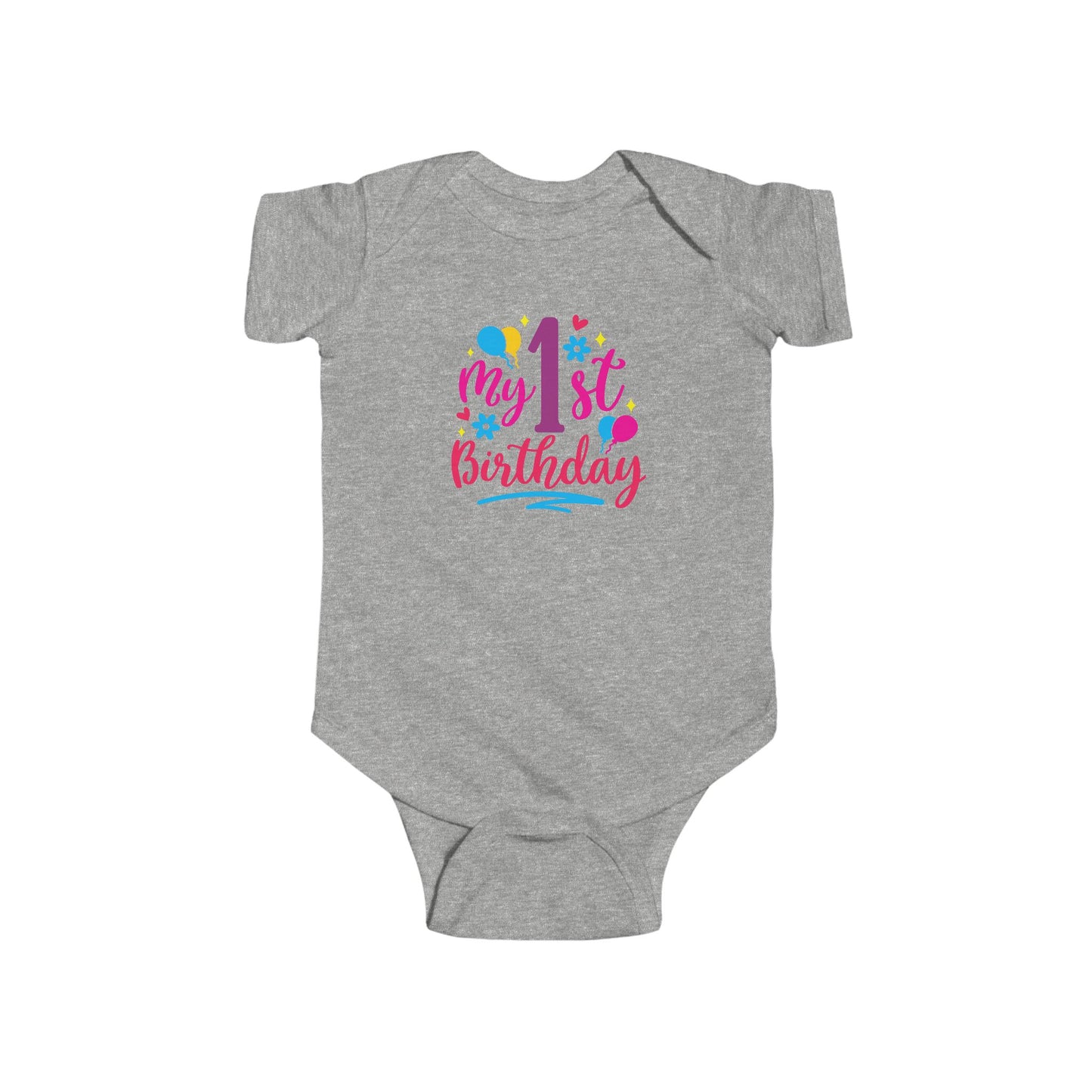 Baby Bodysuit — "My 1st Birthday" Colorful First Birthday Infant Onesie
