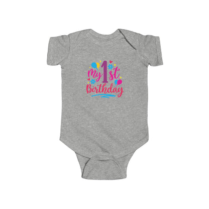 Baby Bodysuit — "My 1st Birthday" Colorful First Birthday Infant Onesie