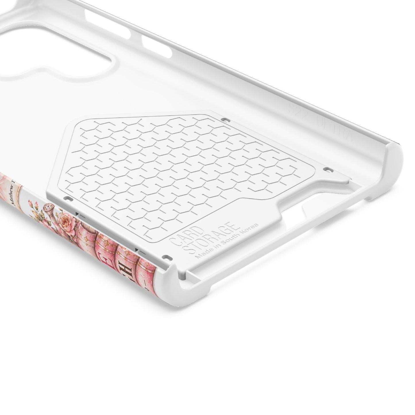Christian Floral Phone Case with Card Holder — 'Jesus Saves' Inspirational Design