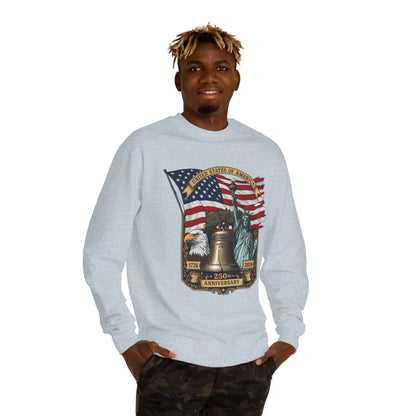 Liberty 250th Anniversary Sweatshirt — American Flag, Liberty Bell & Statue of Liberty Graphic