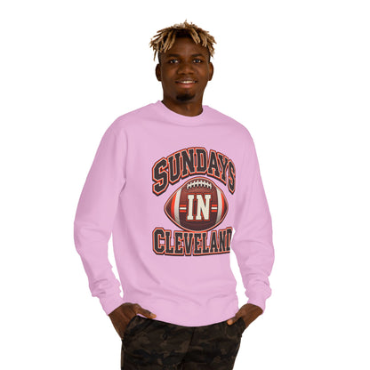 Sundays in Cleveland Football Crewneck Sweatshirt