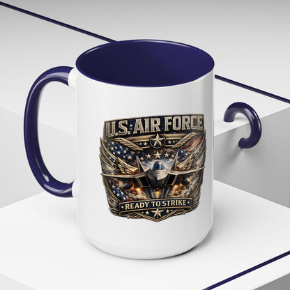 U.S. Air Force Accent Coffee Mug — "Ready to Strike" Military Aviation Gift