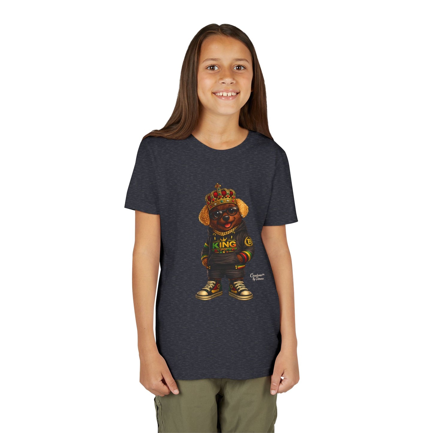 Youth Tee — 'Lil King' Crowned Bear Graphic Shirt