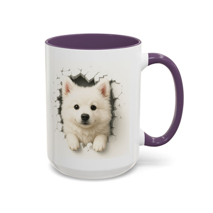 White Samoyed Puppy Accent Coffee Mug — Cute Dog Breakthrough Design (11/15 oz)