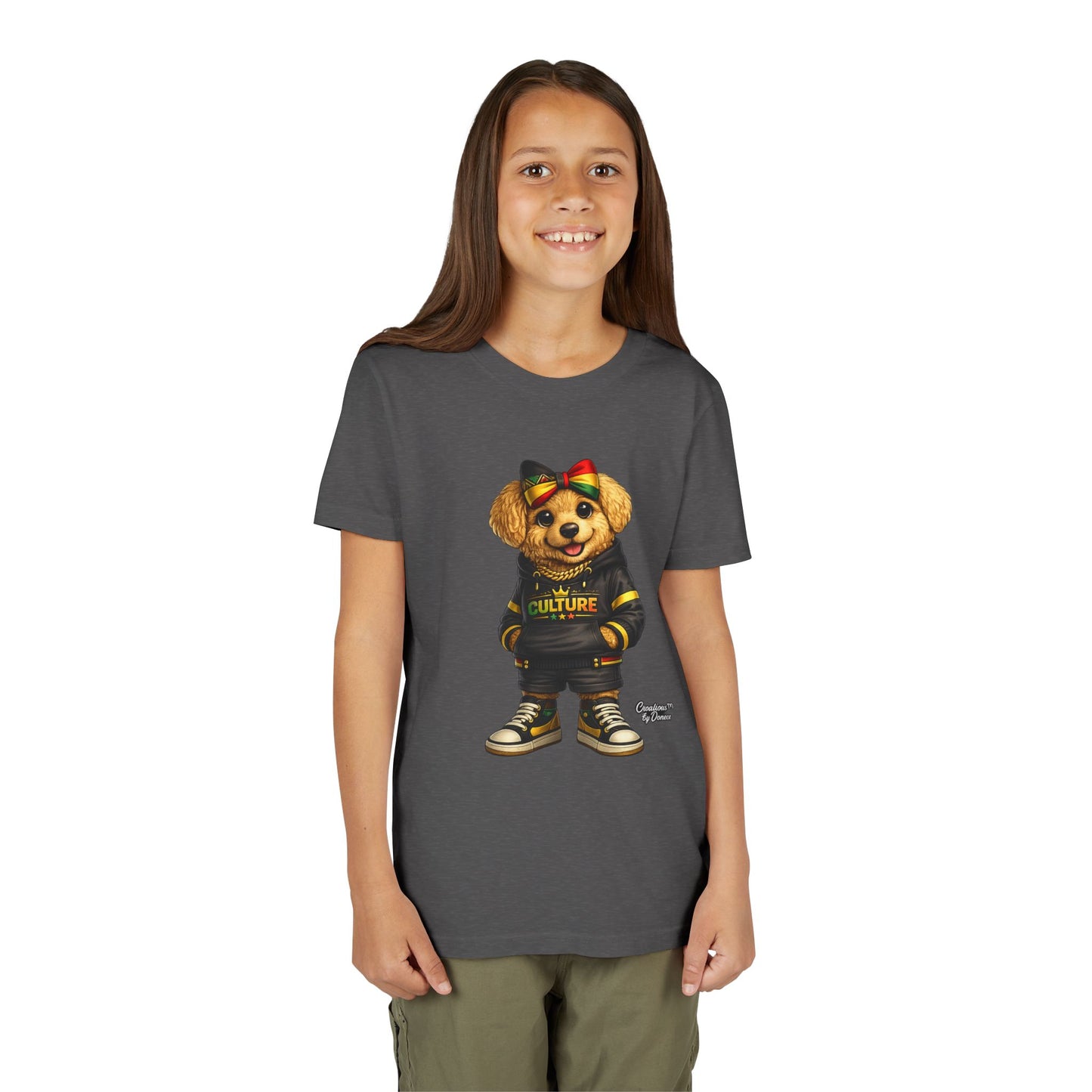 Youth Tee — Cute Rasta Bear "Culture" Graphic Kids T-Shirt
