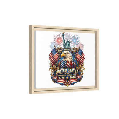 United States 250th Anniversary Framed Canvas — "1776-2026" Patriotic Eagle & Statue of Liberty Print