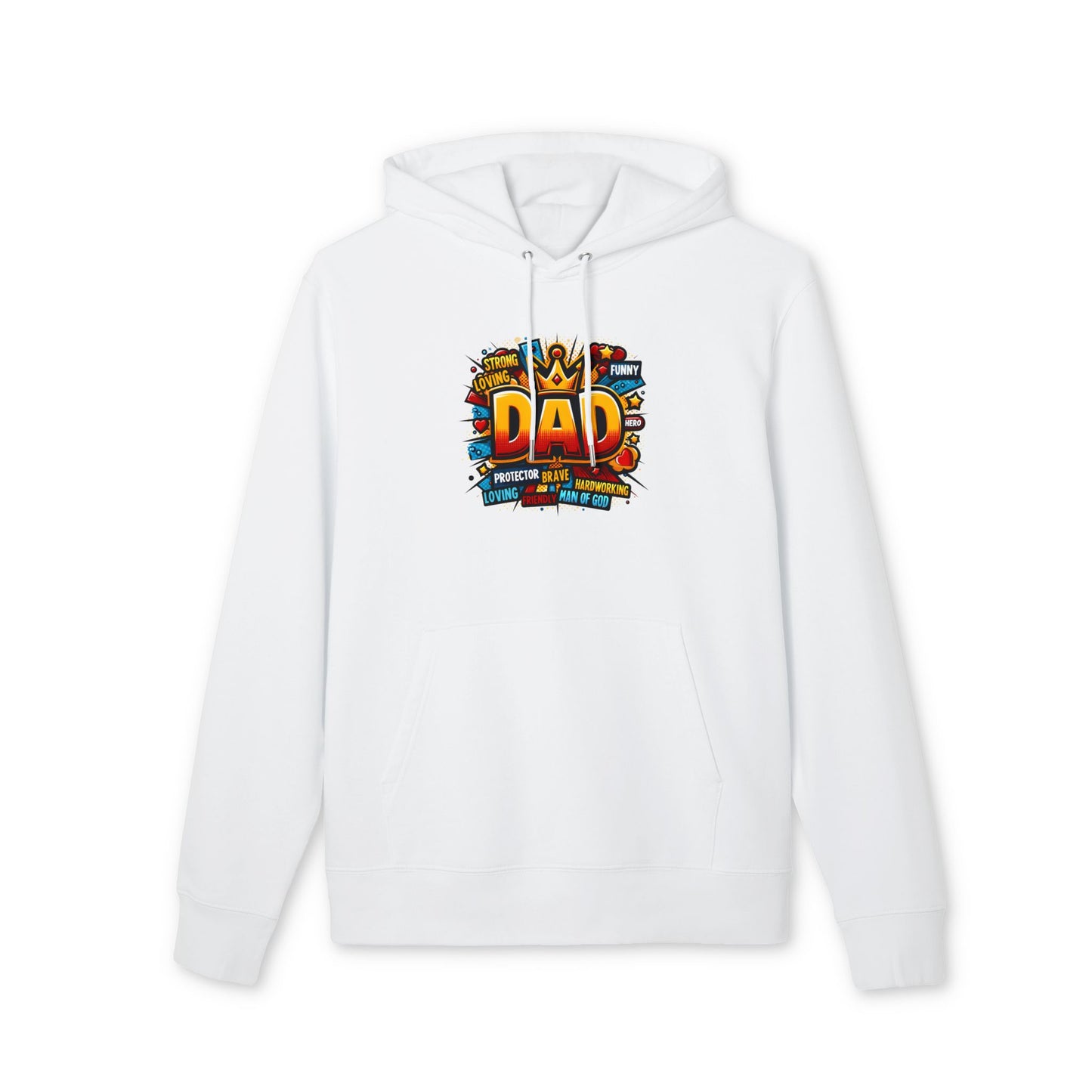 Dad Graphic Hoodie – Colorful ‘DAD’ Crown Design, Funny Loving Protector Gift for Father’s Day