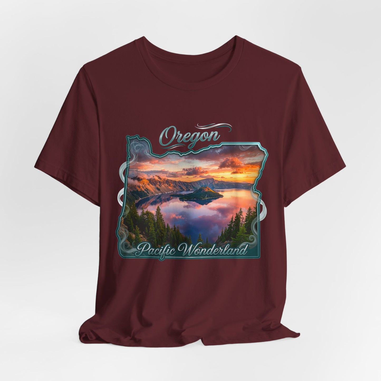 Oregon Pacific Wonderland T‑Shirt — Scenic Sunset State Map Tee
