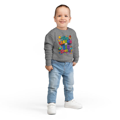 Toddler Sweatshirt — "Tiny Learner Big Dreams" Cute Back-to-School Kids Pullover