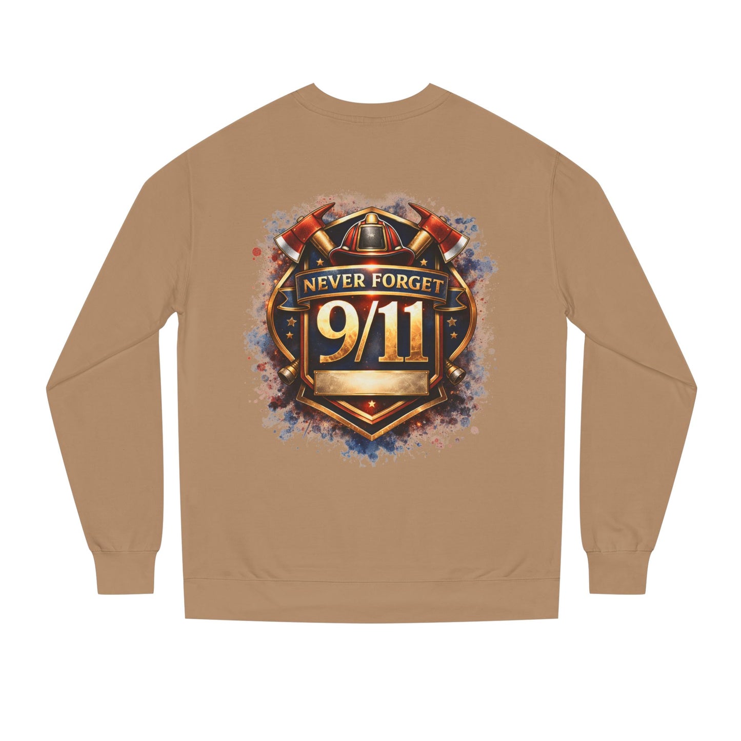 Never Forget 9/11 Sweatshirt — Memorial Firefighter Tribute Crewneck