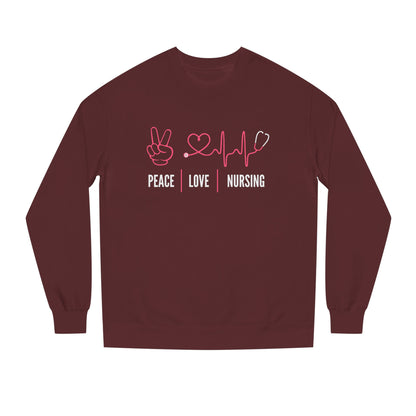 Peace Love Nursing Sweatshirt — Nurse Gifts, Heartbeat & Peace Sign Crewneck