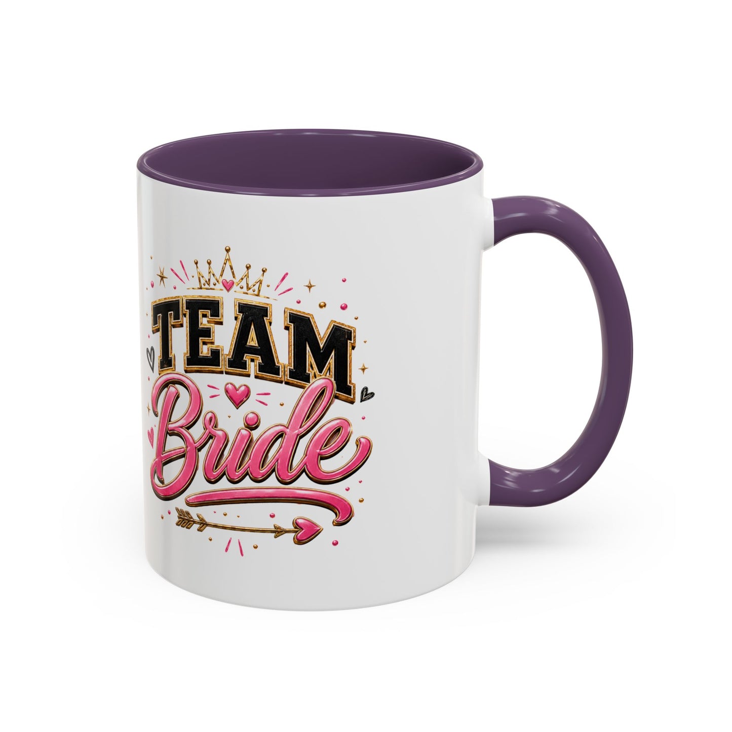 Team Bride Accent Coffee Mug — Pink & Gold Bachelorette Bridal Shower Gift (11/15 oz)