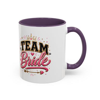 Team Bride Accent Coffee Mug — Pink & Gold Bachelorette Bridal Shower Gift (11/15 oz)