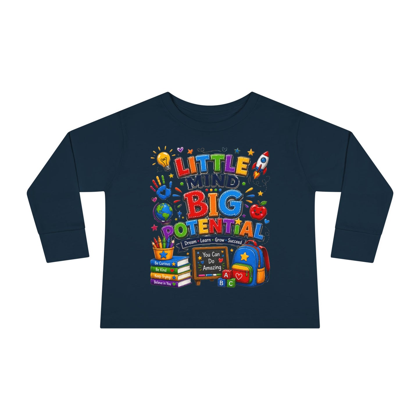 Toddler Tee — "Little Mind Big Potential" Back-to-School Long Sleeve