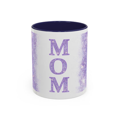 Mom Glitter Accent Coffee Mug – Purple Sparkle Mother's Day Gift (11/15oz)